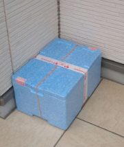 ヨシケイが玄関前に届いている状態