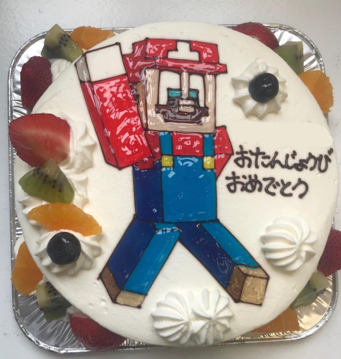 Confiserie de la saison de bovins _ Gâteau d'anniversaire _ Illustration_minecraft_min Craft_ Super Mario